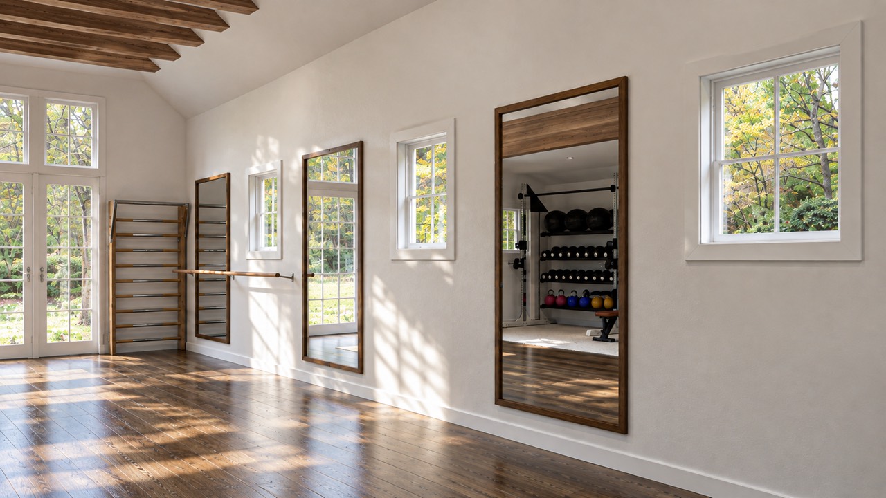 Glen Cove gym rendering — mirror wall