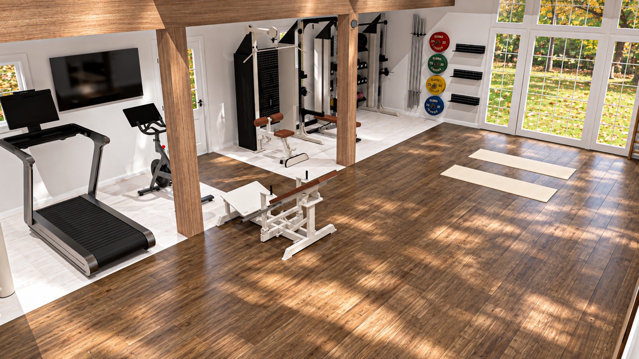 Glen Cove Residence gym design rendering